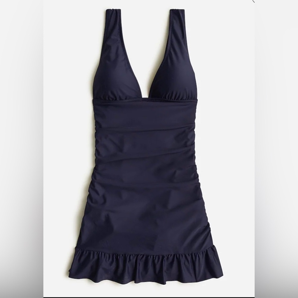 J.Crew Ruched V-Neck Swim Dress- NWT- Navy- Size 10
